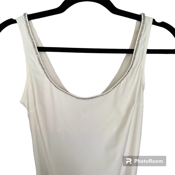 Victorica Secret | White Body Suit | Rhinestone Necklines | Size S - Picture 2 of 4